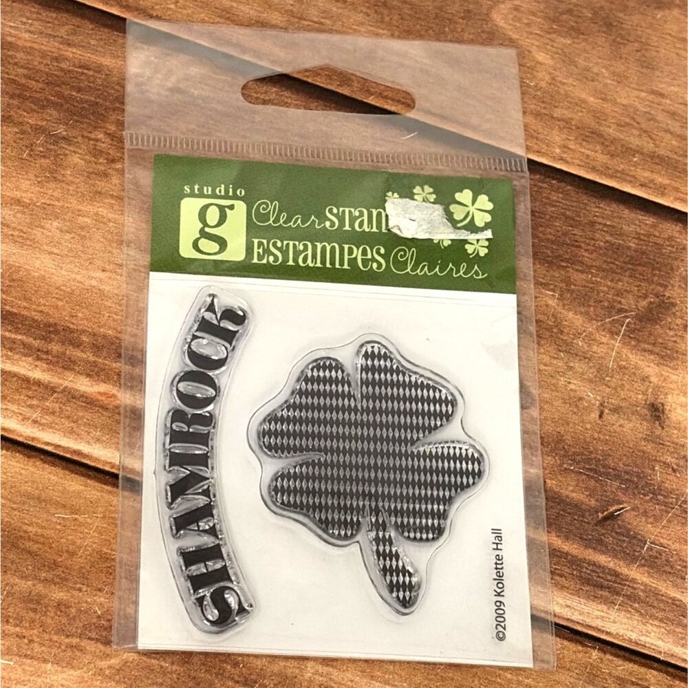 STUDIO G SAINT PATRICKS DAY CLEAR CLING STAMP SET BY KOLETTE HALL SHAMROCK